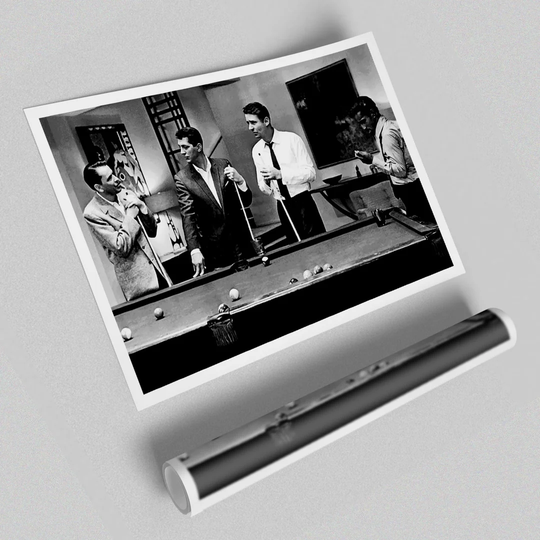 The Rat Pack 4 Playing Pool People - Graphic Art on Paper