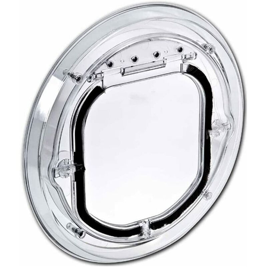 Joorrt - 4 Position Cat Flap, Round Clear Flap Cat Flap with Tunnel,Dog Cat Flap Cutout Cover,Lockable Cat Mate Small Pet Doors (L,Clear)