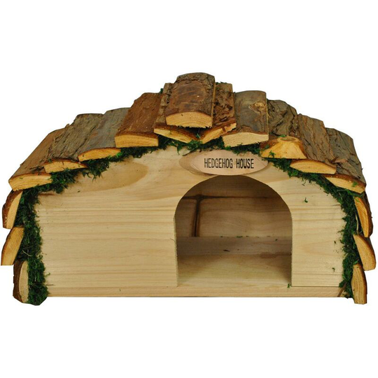 Selections - Wooden Hedgehog House Hogitat With Bark Roof