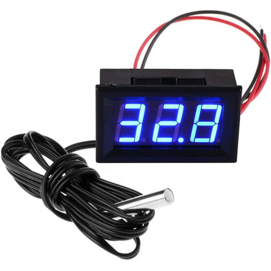Bearsu - 12V Digital Thermometer Mini Temperature Tester Waterproof Digital Temperature Meter Gauge for Refrigerator Aquarium Freezers,Blue