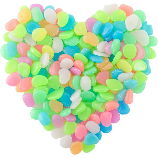Litzee - 200 pieces of luminous pebbles, fluorescent stones, colorful luminous stones, night stones, for aquarium garden decoration
