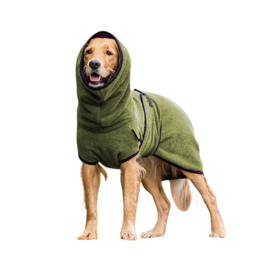 (Army Green, 3XL) Pet Dog Towelling Quick Drying Robe Coat Jacket Puppy Apparel Clothes Sleepwear