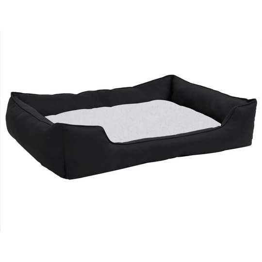 Dog Bed Black and White 65x50x20 cm Linen Look Fleece Vidaxl Black