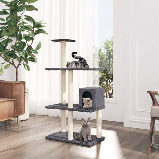Cat Tree with Sisal Scratching Posts Dark Grey 119 cm