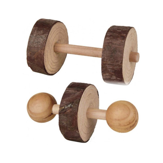 Natural Living Dumbbells, Ø 4.5 × 9 Cm, 2 Pcs. - Guinea Rabbit Chew Trixie Toys - guinea rabbit chew trixie toys natural pig 2 wood rat dumbbells