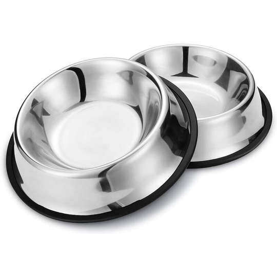 Pack Stainless Steel Dog Bowls with Non-Slip Rubber Bottom, with Rubber Base for Medium/Large Dogs Pets