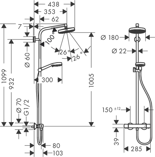 Sawyers Thermostatic Shower with Dual shower head