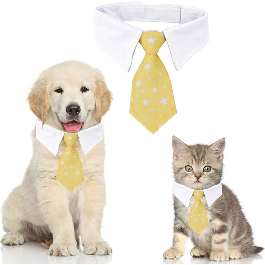Cat Dog Tie Adjustable Pet Cat Neck Tie for Small Dogs Puppy Accessories (s, Star-Yellow)