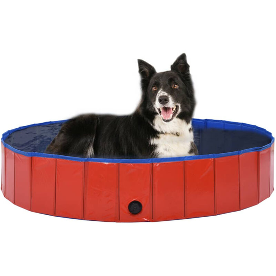 Foldable Dog Swimming Pool Red 160x30 cm pvc