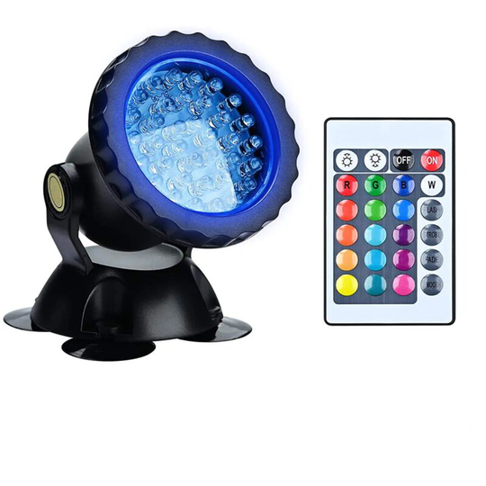 Tinor - rgb Aquarium Floodlight, Underwater Submersible Fish Lights, IP68 Waterproof led Lamp Adjustable Angle Light with Remote Control for Garden