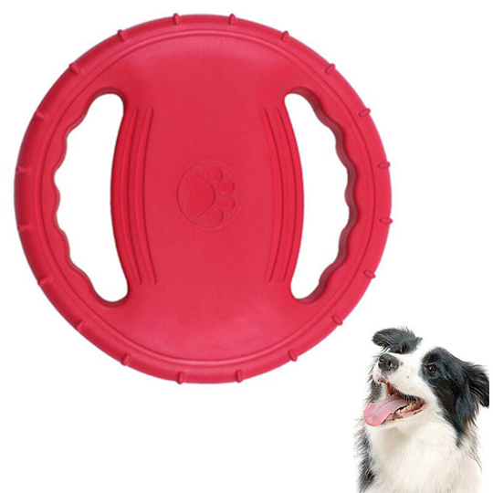 Devenirriche - Dog Flying Disc Toy,Rubber Dog Bite Resistant Outdoor Training Fetch Sound Maker Float Pet Toy,Tough Training Flying Disc Play Toy for