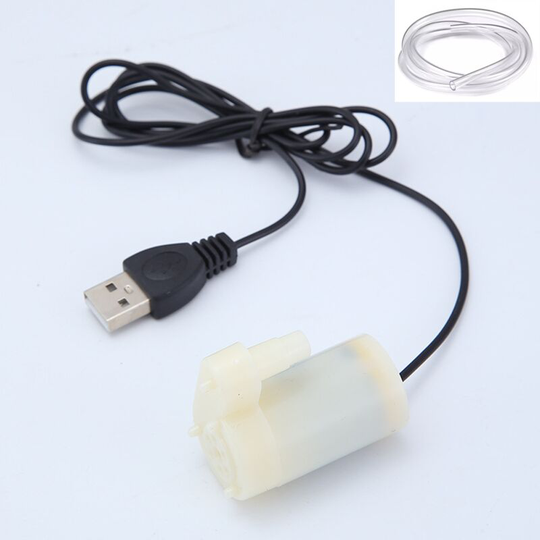 Mini usb mute submersible water pump 2-3L/min submersible pump for aquarium fountain aquarium supplies (white, 1 hose included)
