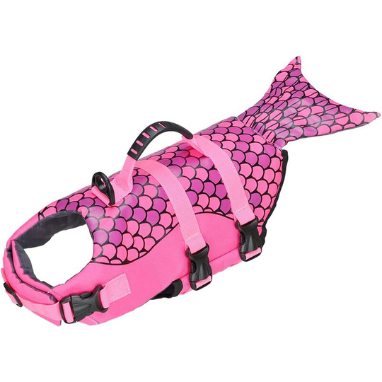 Life Vests Dog Life Vest, Protective Swimsuit, Reflective Strips, Adjustable, High Visibility, Flotation Vest for Beach, Pool, Boat (Mermaid, s)