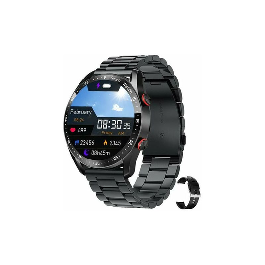 Echoo - Smartwatch for Men 1.3' hd Full Touch Activity Tracker IP67 Waterproof with Heart Rate Monitor for Android iOS Black