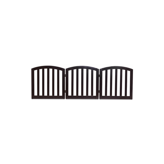 Gymax - 3-Panel Wooden Dog Gate Fence Step Over Fence w/Wooden Frame & Hinges