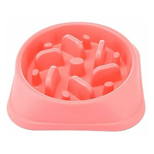 Slow Feeding Dog Slow Feeder Bowl Anti-Slip Design Fun Interactive Feeding Dogs (Pink)