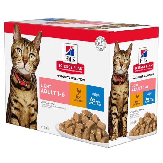 Hill's Science Plan Adult Light Pouches - Chicken & Fish Selection (48 x 85g)