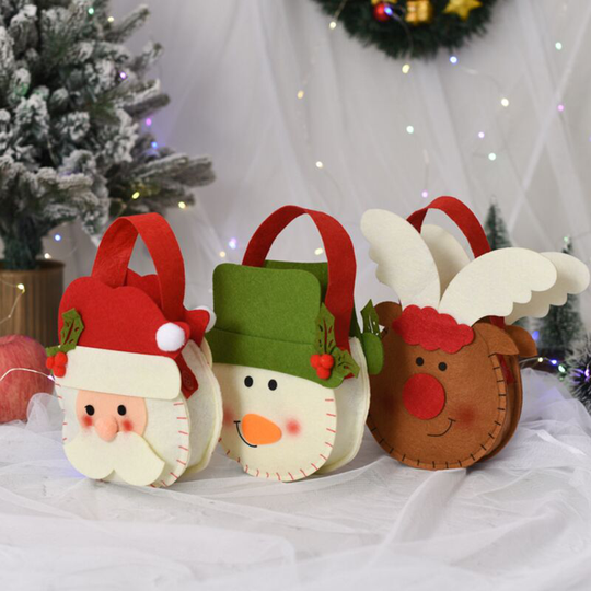 Set Of 3-5.90 X 7.87 inch Felt Bags Santa Reindeer And Snowman Christmas Candy Treat Gift Bag For Children Holiday Parties Teachers Decorations