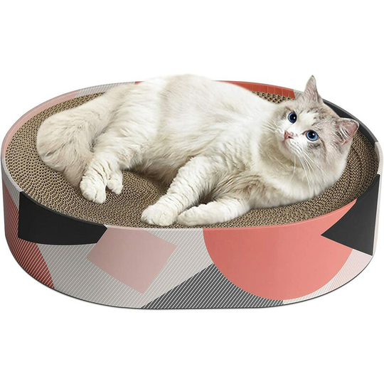 Cardboard, Oval Corrugated Scratch Pads, Cat Scratching Recreation Beds, Durable Recycled Boards for Furniture Protection, Cat Scratcher Bowls,