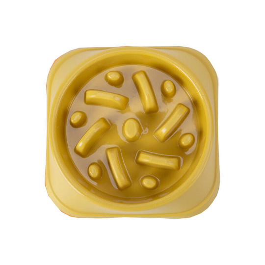 Fun Feeder- Slow Eating Dog Food Bowl - Pet Puppy Bowl- Non Skid Dog Bowls(1Pcs) yellow - Muff