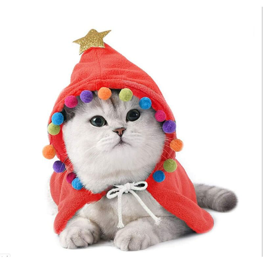 Cat small cloak camouflage Christmas tree cloak cloak cat dog holiday clothes Christmas clothes (red m)