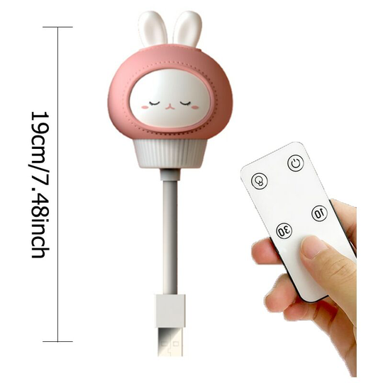 Led Kids usb Night Light Cute Cartoon Nightlight Remote Control for Baby Kid Bedroom Decor Bedside Lamp Christmas Gift(Pink Rabbit)