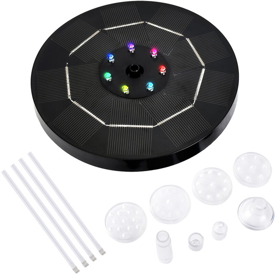 Lifcausal - 3.5W led Solar Fountain Pump with Colorful Gradient Light 1800mAh Battery 6 Nozzles Bird Bath Fountain Pump for Bird Bath Garden Pond