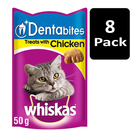 WHISKAS Dentabites Cat Treats With Chicken 8x50g