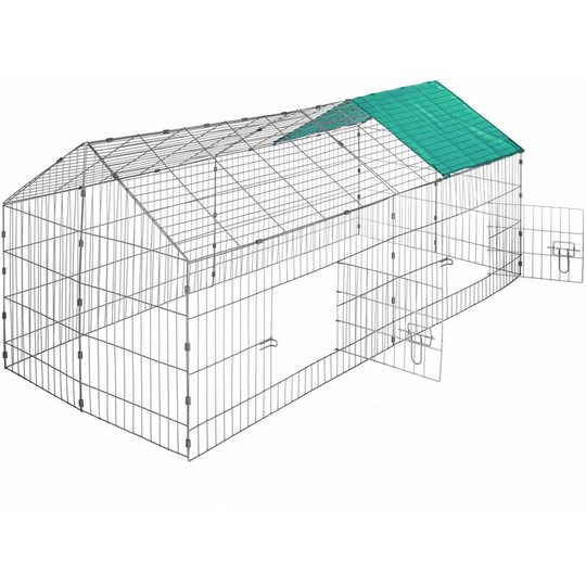 Rabbit run with sunshade - guinea pig run, rabbit cage, rabbit pen - green - green