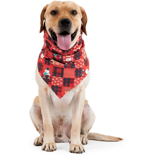 Christmas Dog Bandana Earmuffs for Noise Relieving Anxiety Adjustable Elastic Bib Scarf