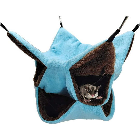 Small Pet Hammock, Hamster Hanging Bed with 3 Velvet Layers, Hamster Cage Accessory