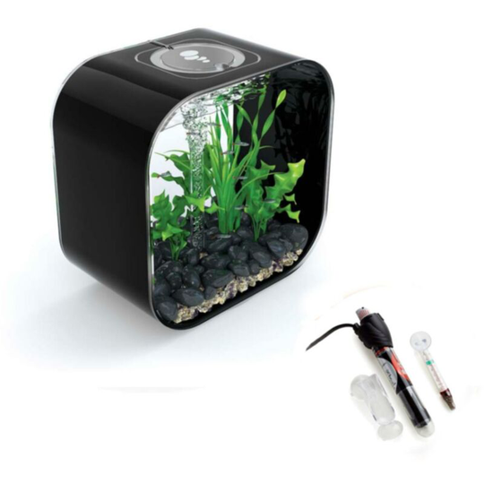Biorb - life 30L Black Aquarium Fish Tank with Multi Colour led Lighting and Heater Pack