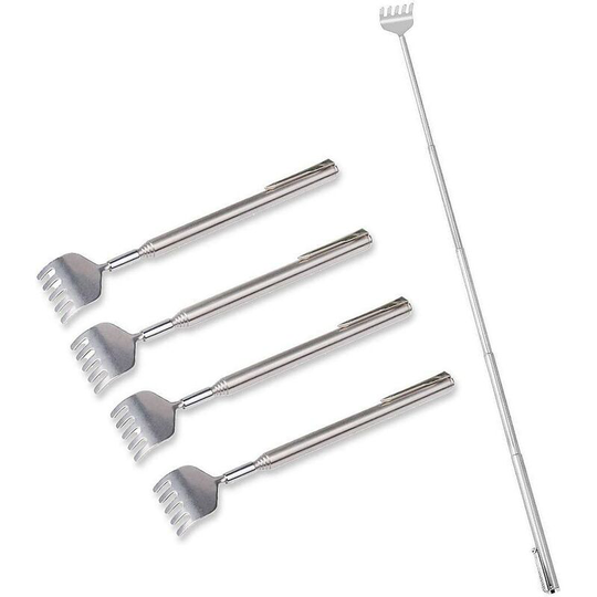 Set of 4 Expandable Stainless Steel Back Scratchers for Men, Women, Kids