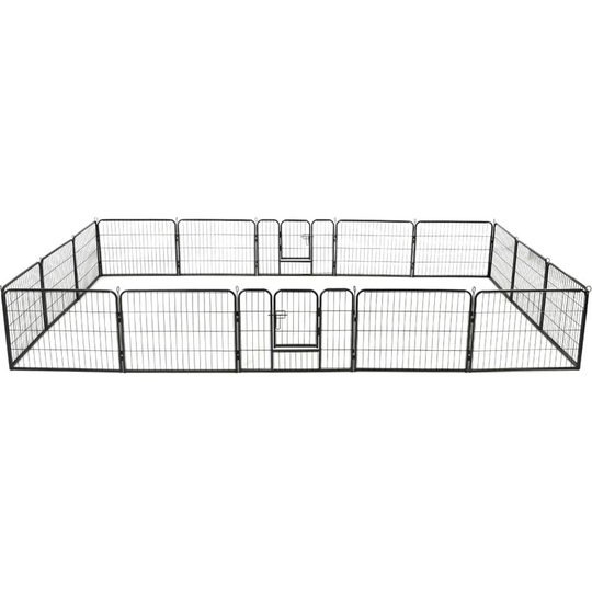 Dog Playpen 16 Panels Steel 60x80 cm Black VDTD18387 - Topdeal