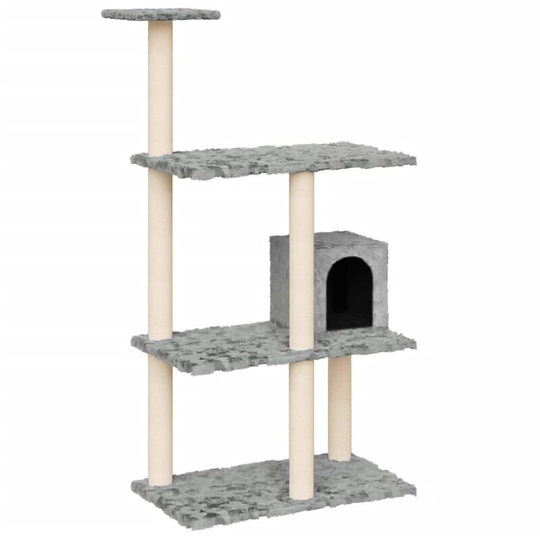 Cat Tree with Sisal Scratching Posts Light Grey 119 cm Vidaxl Grey