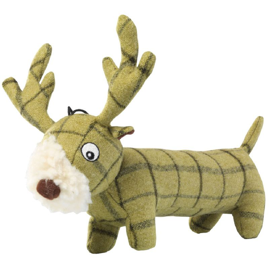 Plush Tweed Stag Long Body Dog Toy (One Size) (Green) - Green - House Of Paws