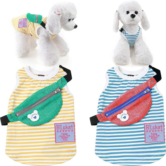 2 Pieces Pet Costume with Bags Summer Pet Vest Soft Dog Vest Cozy T-Shirt for Kitten Ferret Puppy and Small Animals