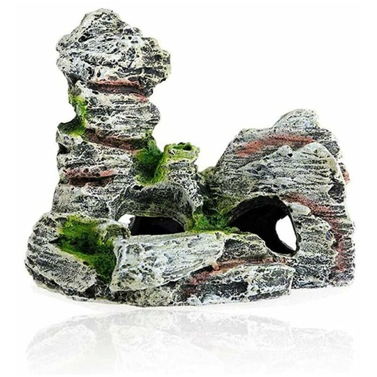 Qersta - Aquarium Decoration, Resin Fishing Aquarium Ornament, Polyresin Rock Cave Ornament Decoration, Simulation for Home Aquarium Ornament, Fish