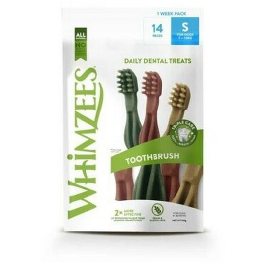 Dog Dental Treats (Pack of 14) (s) (Green/Brown/Beige) - Green/Brown/Beige - Whimzees