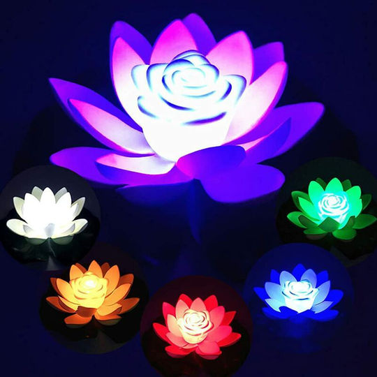Qersta - Artificial Floating Water Lily, Lotus Pool Light, led Lotus Floating Water Lily for Pond, Floating Moss Lotus Flower Plants for