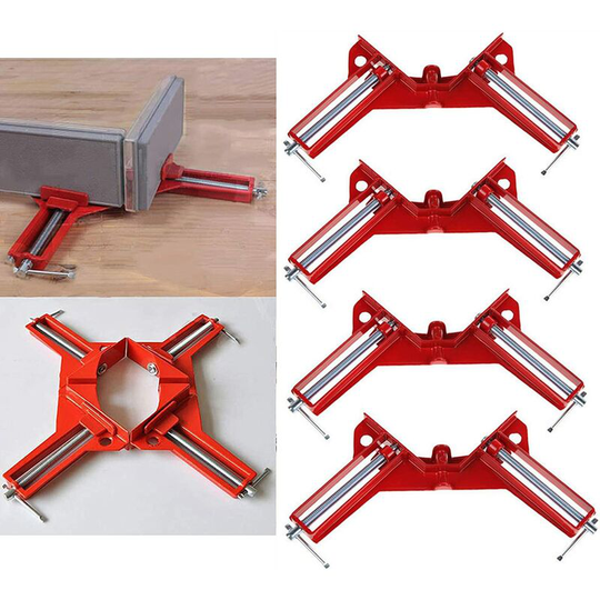90° Degree Right Angle Clamp 4Pcs, Jaw Angle Adjustable Woodworking Vise Set, Red Angle Clamp for woodworking, fish tank fixing, frame reinforcement.