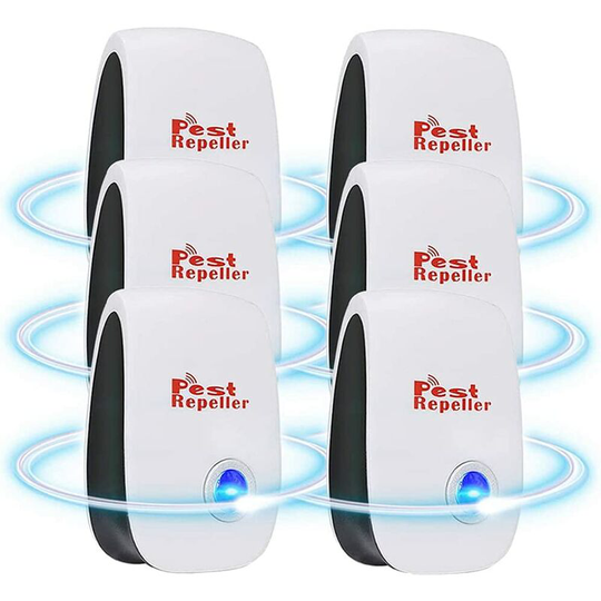 Perle Rare - Indoor Pest Repellents, Ultrasonic Mouse Repeller - Pest Repeller for Rodents, Spiders, Ants, Insects - Mosquito Repeller, 6 Pack