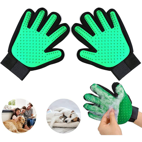 Pet Grooming Glove, Pet Cleaning Glove, Dog Brush Glove,Cat Grooming Massage, for Hair Removal (Green) - Readcly