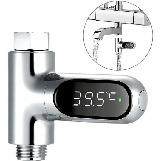 LED Display Water Meter Digital Shower Thermometer Bath Temperature Monitor Water-temperature Measuring Instrument with 5~85¡æ Range ¡æ/¨H High