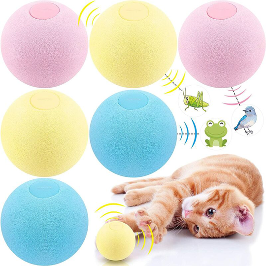 6 Pieces Chirping Balls Cat Toys with Sound Cat Interactive Toys Lifelike Animal Chirping Sounds Toys for Cats Kittens Chasing Hunting Playing, 3