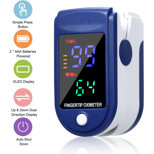 Oxygen Saturation Monitor nhs Approved Finger Adults Pulse Blood Heart Pulse Finger Rate Meter Finger-Clip Sp02 Convertible 4 Colors led Display