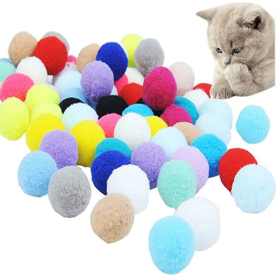 Thsidne 70 Pcs Cat Toy Ball Foam Cat Balls Colorful Cat Ball Pompon Balls