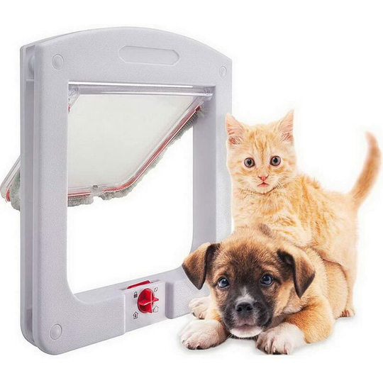Cat Flap with Tunnel Cutout Pet Door Dog Cat Door White 22cmx20cmx3cm