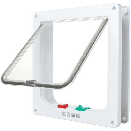 Dog and Cat Flap Door 4 Way Locking Cat Flap Door for Interior Exterior Doors, Weatherproof Pet Doors Suitable for Window & Wall Access Controlled