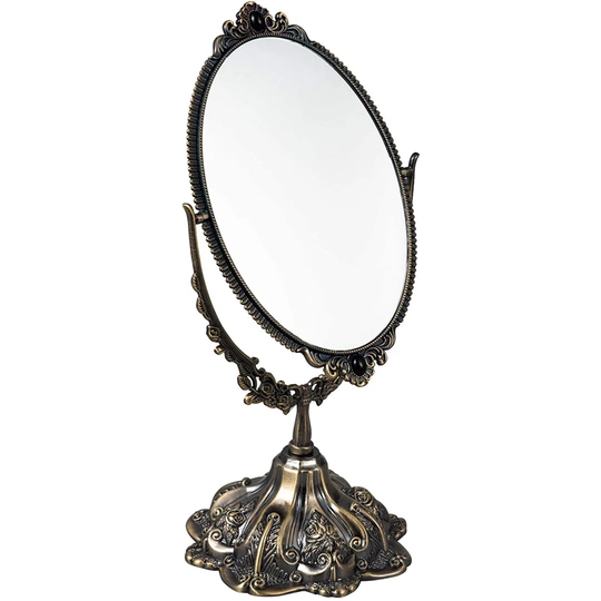 Marcotte Oval Magnifying Metal Framed Freestanding Makeup / Shaving Mirror